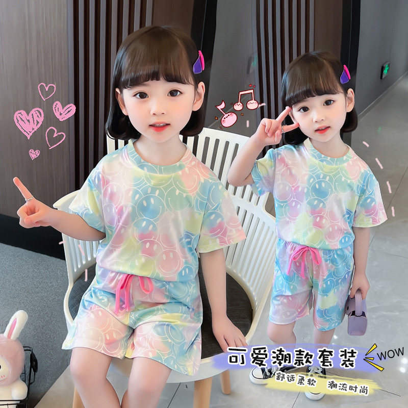 女童网红套装2025年夏装新款中小儿童装可爱女宝宝短袖薄款两件套