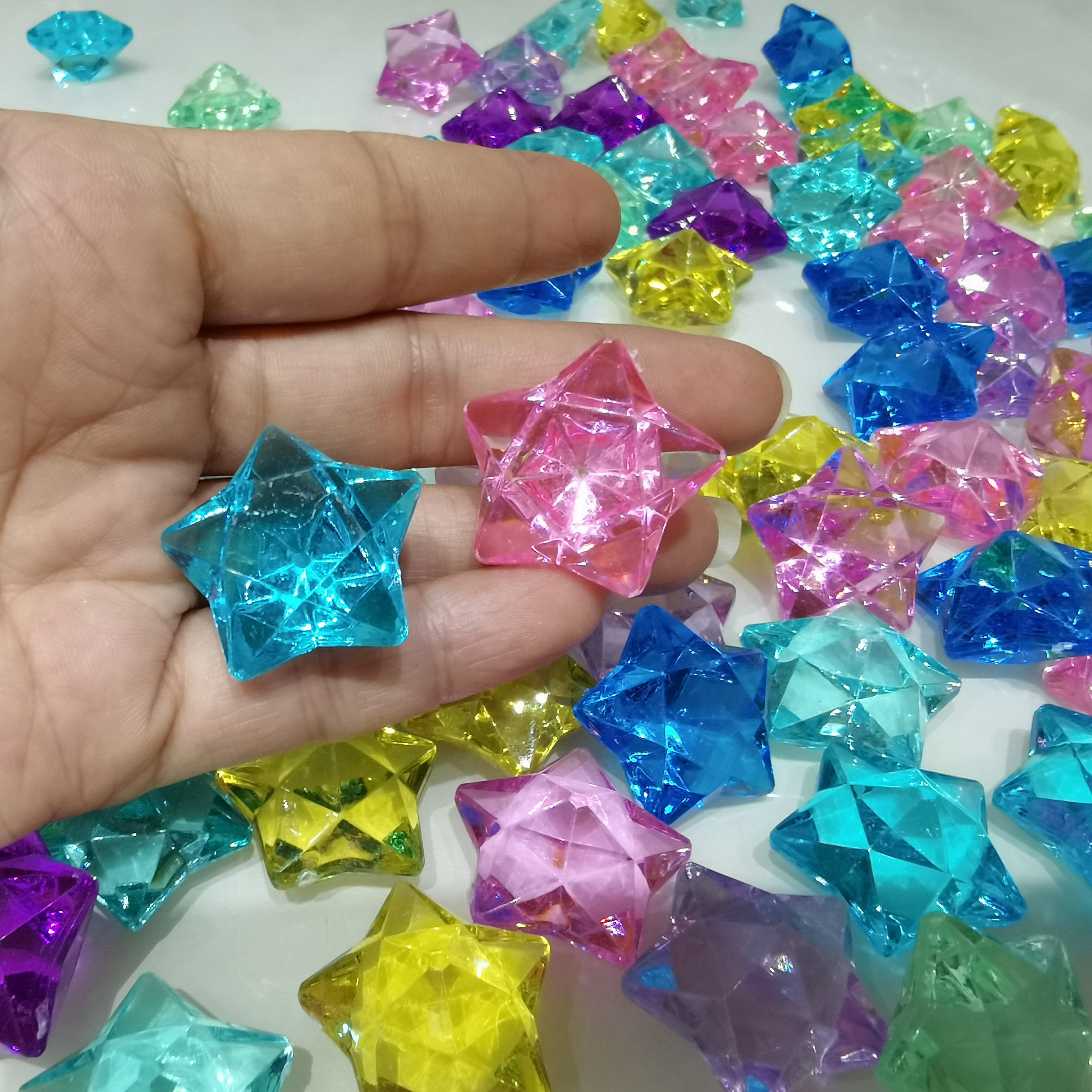 星星宝石小孩钻石儿童玩具水晶幼儿园小学手工装饰亚克力五角星