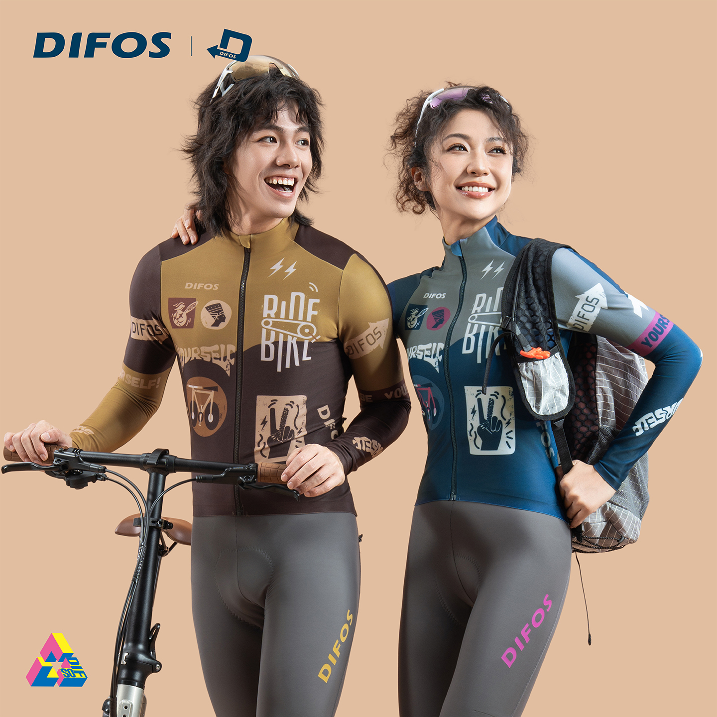 森地客DIFOS秋冬新款抓绒长袖骑行服男女款复古风保暖骑行服外套