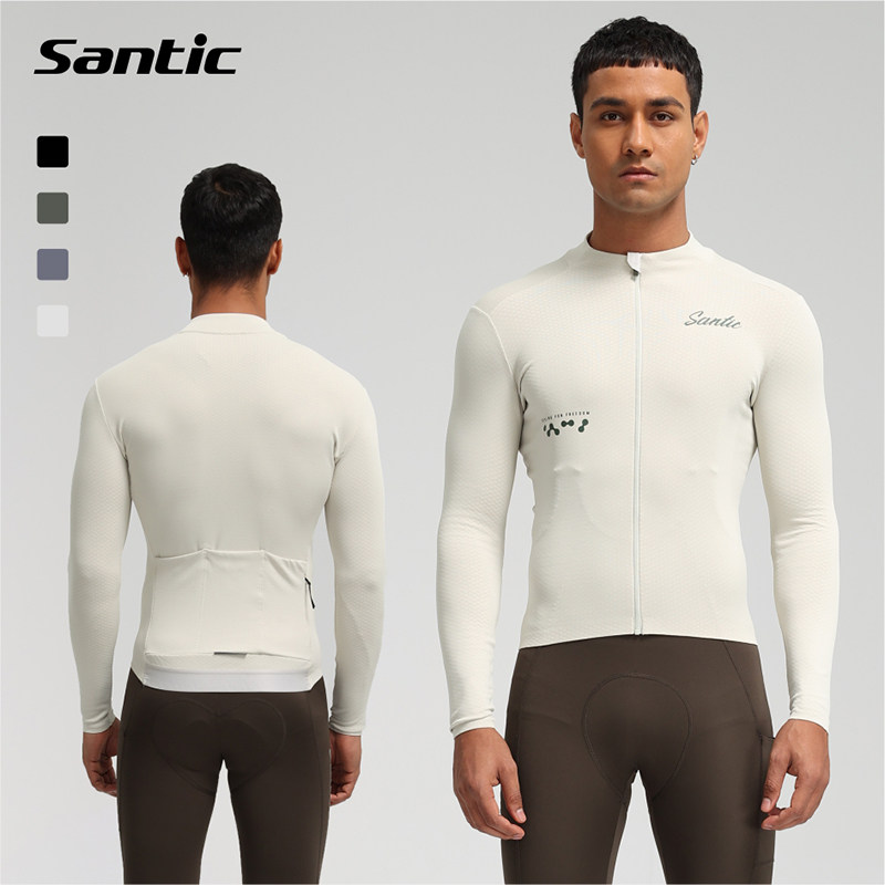 Santic森地客 薄绒外套春秋冬季保暖骑行服男公路自行车服12-22度