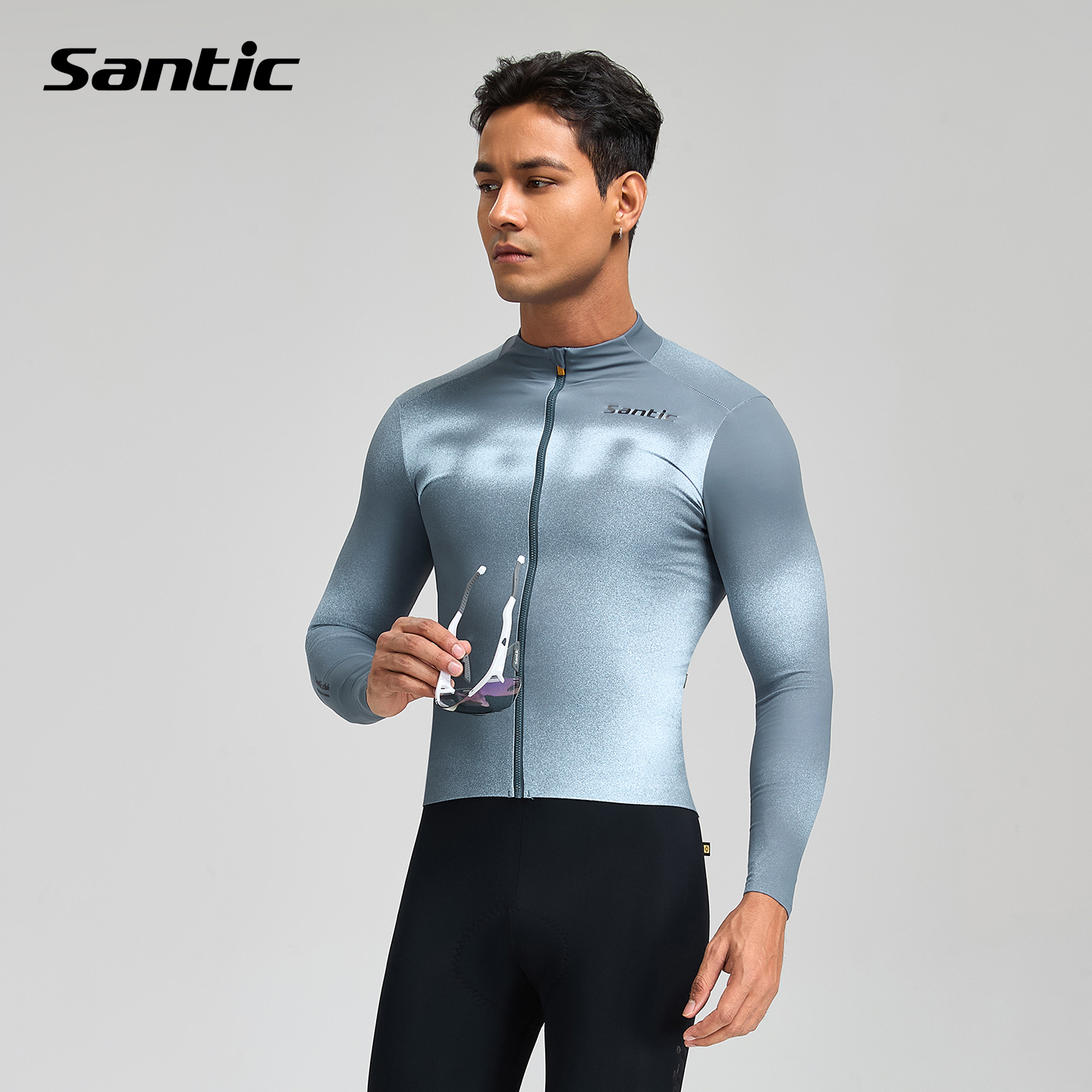 Santic森地客秋冬抓绒长袖骑行服男士新款自行车保暖骑行外套星域