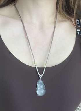 高冰白月光玉髓葫芦项链福禄吊坠