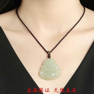 青白玉佛公吊坠女玉坠观音挂件弥勒佛晴水大肚佛玉石项链情侣玉佩
