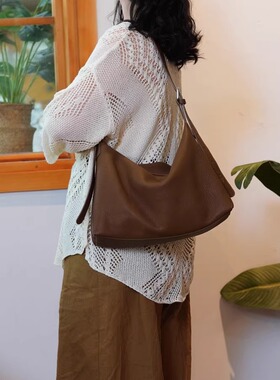 鹿皮双耳hobo  单肩包斜挎包大容量通勤女包简约百搭休闲腋下时尚