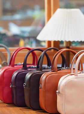 鹿皮小方包 植鞣牛皮简约百搭单肩便携时尚黑色真皮