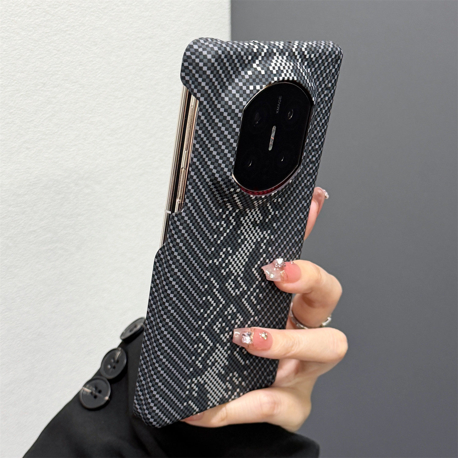 马图腾碳纤维纹双中轴适用华为matex7折叠屏壳x6典藏版荣耀magicv5磁吸vs3新款oppofindn6高档保护套男女