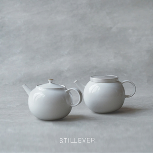 「服部竜也」白瓷茶壶白金彩白银彩泡茶壶日本作家器 STILLEVER。