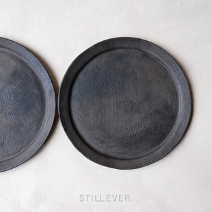 「西川聪」陶盘/盘皿/托盘 黑银彩圆盘 日本作家器 STILLEVER。