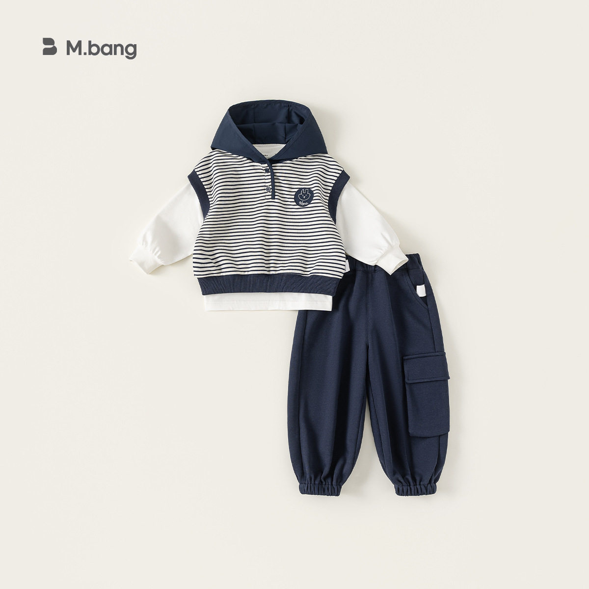 童装春款休闲服连帽帽衫女童T恤卫裤男童三件套儿童套装80-140CM