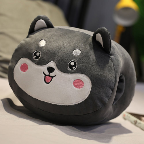 哈士奇学生教室暖手捂靠垫抱枕