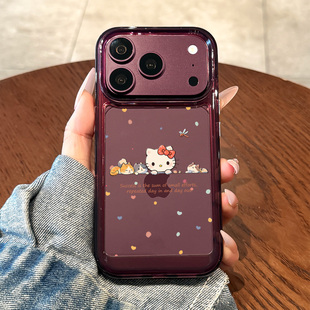 适用苹果18promax手机壳新款iPhone18pro可爱波点猫咪18酒红色17pro高级感16全包防摔15硅胶14透明13小众女款