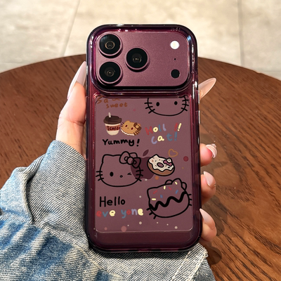 适用苹果18promax手机壳线条kt猫iPhone18新款18pro保护套17pro透明16全包防摔15女款14高级感13好看plus硅胶