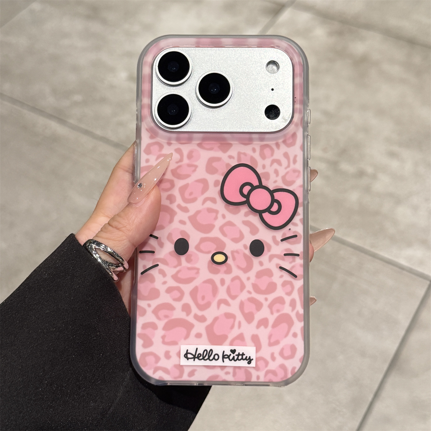 适用苹果17promax粉色豹纹kt猫