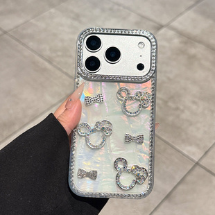 适用苹果17promax手机壳新款 网红 iPhone17闪钻框米老鼠凯蒂猫16pro高级感air全包15防摔14透明13硅胶小众女款