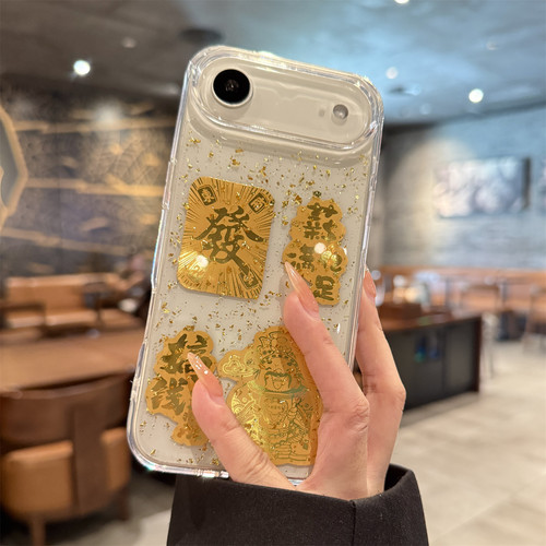 适用苹果17air金箔财神爷手机壳