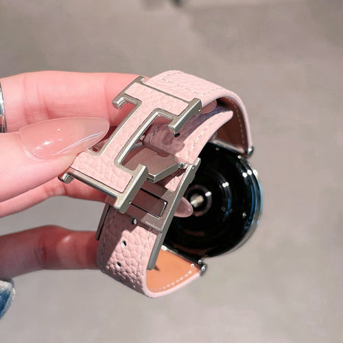 适用华为手表表带新款GT5H型磁吸扣荔枝纹表带gt4真皮皮质表带gt3pro智能运动腕带男女款时尚高级感watch3pro