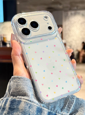 适用苹果17promax手机壳新款彩色爱心iphone17超薄17pro高级感16透明15pro小众14全包ip防摔13硅胶12女款网红