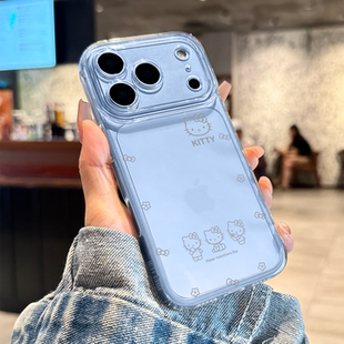 适用苹果18promax手机壳新款女iPhone18pro超好看17线条卡通kt猫17pro高级感16镜头全包15硅胶14的透明保护套