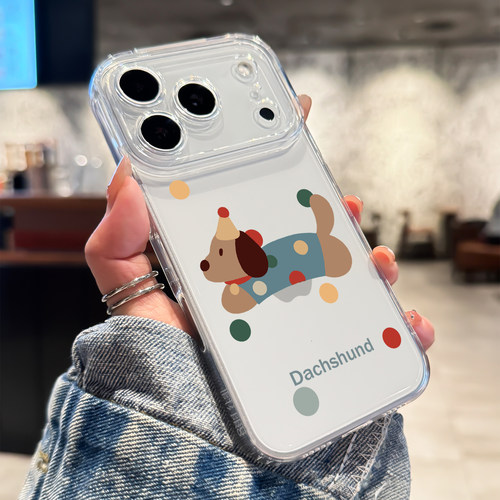 适用苹果17promax波点腊肠狗软壳