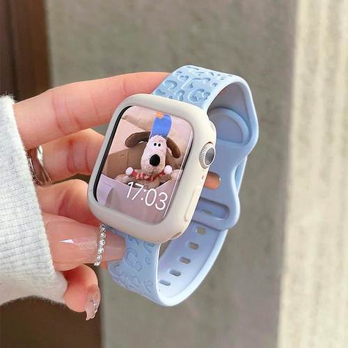 iwatch豹纹硅胶撞色表带