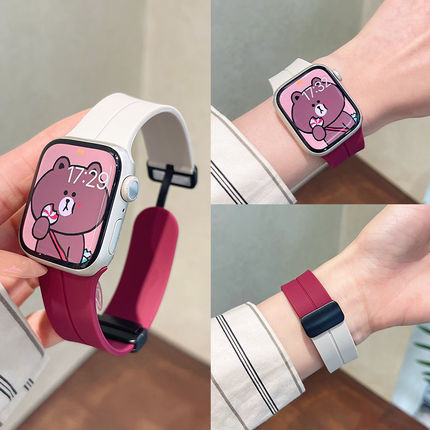 适用applewatch10新款苹果手表表带iwatch8/7/6/5代se液态硅胶磁吸s8手表带41mm45女款运动4男ultra夏季透气