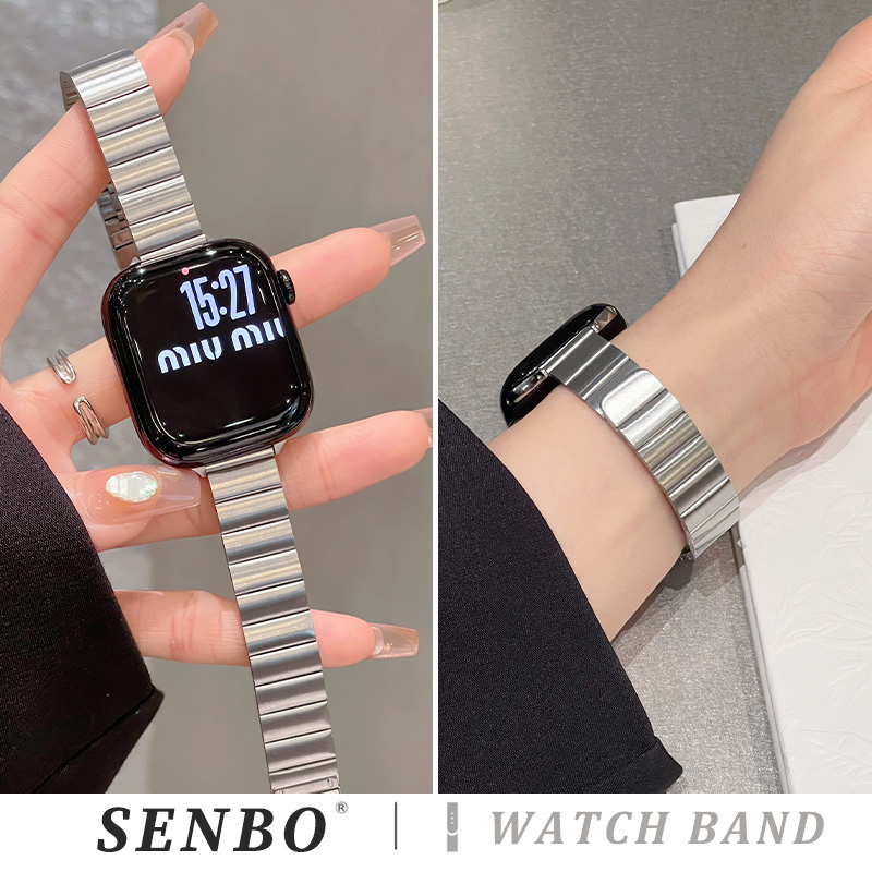 适用iwatch10苹果手表带新款s9一株磁吸金属表带applewatch8/7/6/5/4/se代夏季透气运动腕带ultra男女款个性