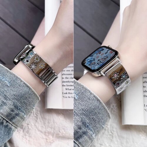 适用华为fit3手表带新款watch fit4表带彩钻金属多巴胺表带fit2/1代new不锈钢腕带男女款适用夏天高级感时尚