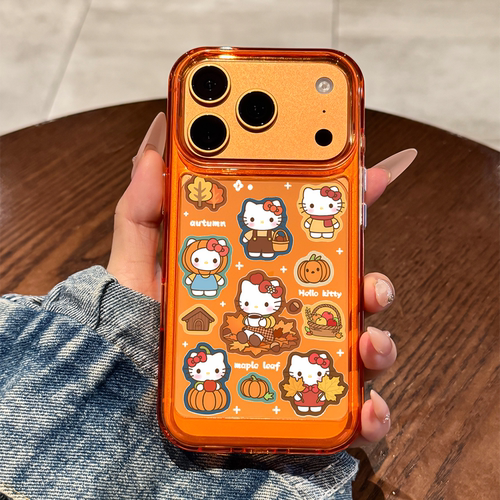 适用苹果17promax秋日橙色kt猫