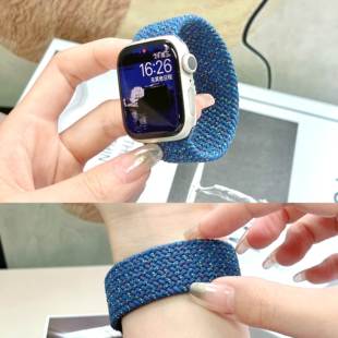 45mm运动透气弹力夏季 星光蓝41 男女 5单代圈编织s8表带applewatch7新款 圣铂适用苹果s9手表表带iwatch7
