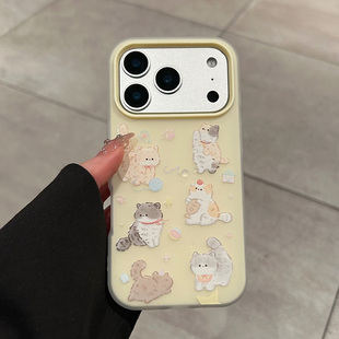 适用苹果17promax手机壳新款 ins好看pm小众pro外壳 iPhone17可爱六只猫咪17pro保护套16全包防摔15硅胶14女款