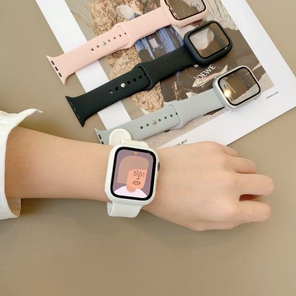 【套装】圣铂适用iwatch S9表带S8硅胶苹果手表applewatch7表带5/6/SE代4潮牌iPhone可爱创意女保护壳套新款