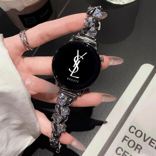 适用于华为gt3表带gt4爱心皓石新款华为智能手表watch3/4pro金属手表带gt2女款42mm荣耀magic夏季gs3小香风