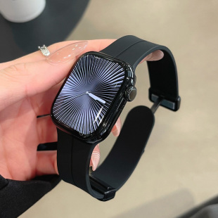 Watch9磁吸硅胶表带s8 6代智能运动se腕带ultra3男女款 时尚 46mm替换带 适用iwatch11 10苹果手表带Apple