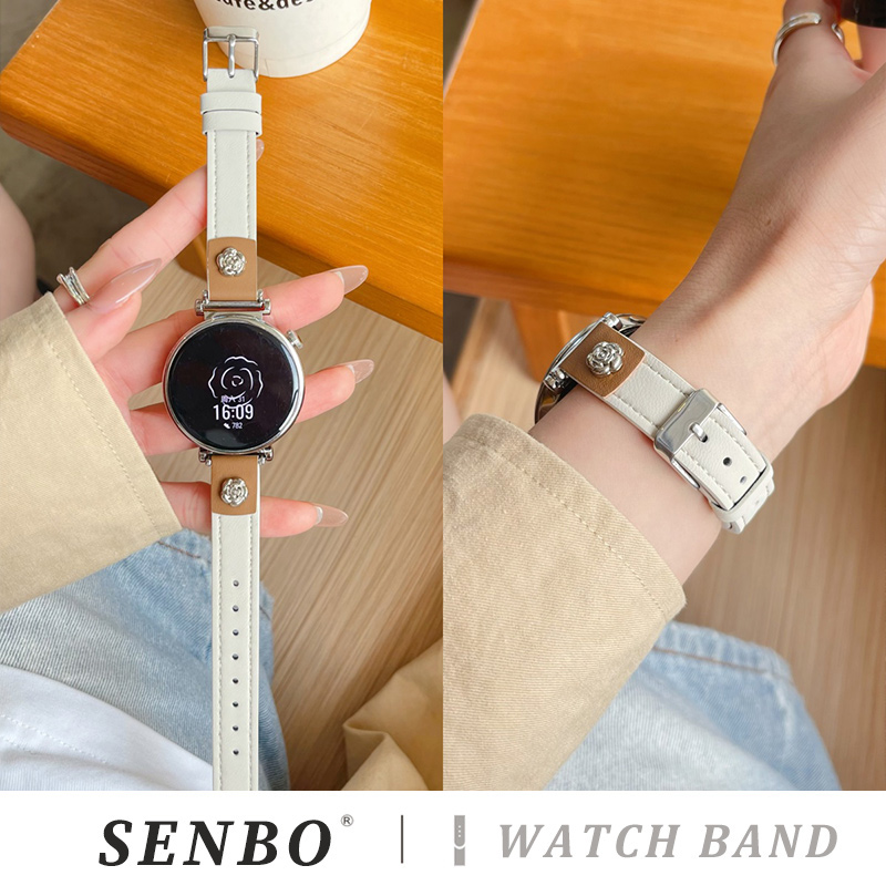 适用华为gt5表带新款GT4智能手表gt3山茶花皮质watch4pro真皮watch3pro女士时尚高级pro女款gt小香风gt2小众