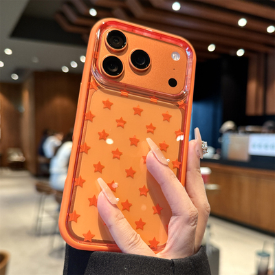 适用苹果17promax橙色满屏星星