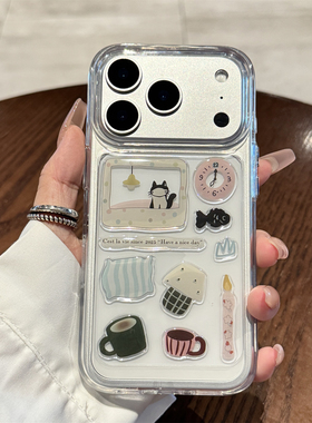 适用苹果17promax手机壳新款iphone17可爱猫咪17pro贴纸air高级感16透明15硅胶14全包防摔13小众ip女款pm网红