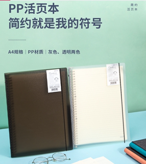 得力HA460活页本60张A4记事本手帐会议本简约PP外壳可换芯NA460-1