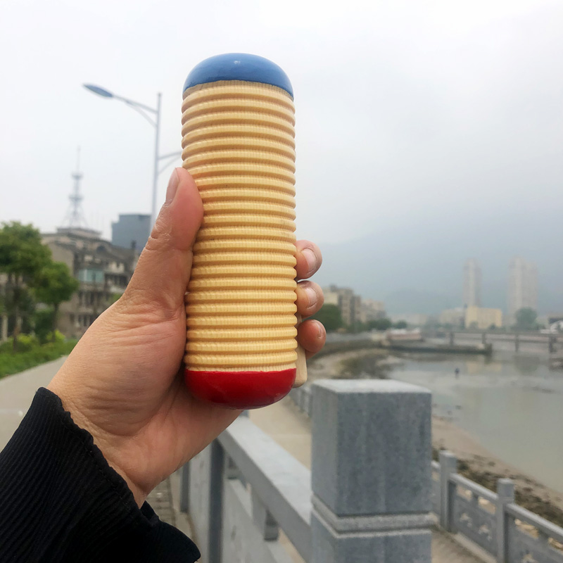 奥尔夫木质类乐器 刮胡砂筒1付 刮蛙沙响筒