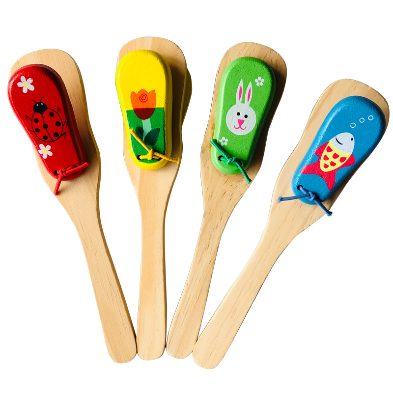 奥尔夫乐器卡通响板 小学乐器手拍板 西班牙摇板 木制玩具