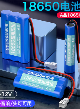 德力普18650锂电池组3.7v大容量扩音器收音机唱戏机12v可充电7.4V