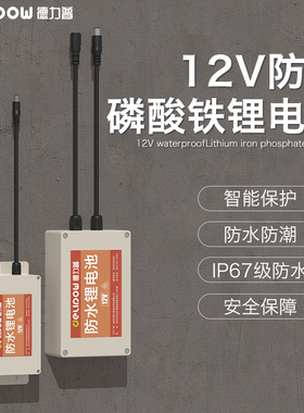 德力普12v锂电池防水大容量音箱户外监控医疗ups不间断备用电源