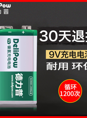 德力普 9V250充电电池 正品大容量 九伏9号麦克风9伏9V电池6f22