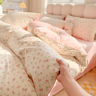纯棉被套单件全棉150x200x230x240cm床单被罩1.5单人被单四件套