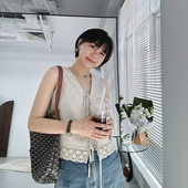 套装 糖皮出品 原胚色亚麻肌理 阔腿裤 夏日颂 镂空花边底摆