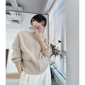 高领保暖 糖皮出品 纯羊绒毛衣 奶茶与淡灰 冬季 经典 再现淡颜系