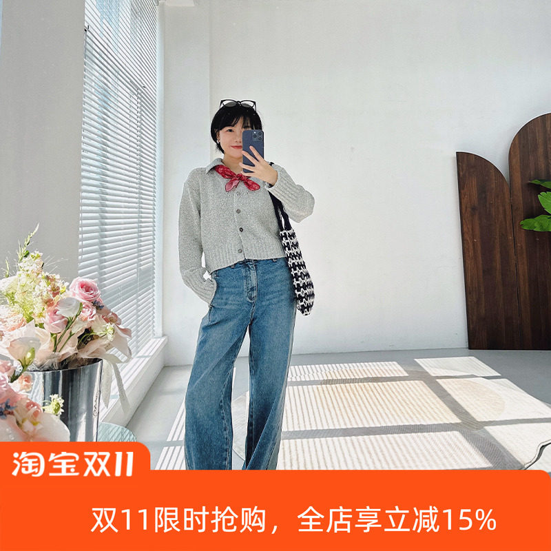 糖皮出品 深浅有度 侧缝撞色拼接 水洗浅牛仔蓝色 夏季薄款牛仔裤