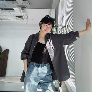 糖皮出品 静水长流 异型贝壳纽扣 天丝与棉 夏季宽松帅气大衬衫