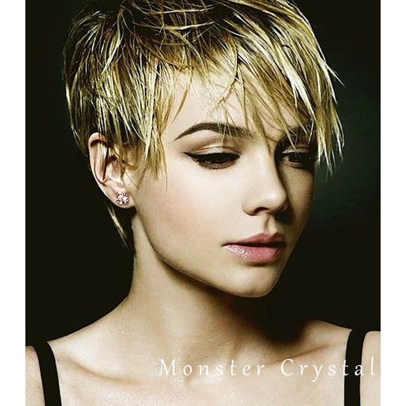 미국 천연 크리스탈 클러스터 슈퍼 플래시 귀걸이  남녀 학생 단순한 기질 2023 새로운 단일 성격 트렌드