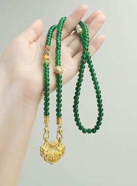 气质平安锁项链玻璃女合金