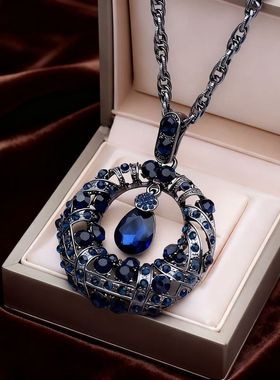 合金合金女复古圆形毛衣链长款